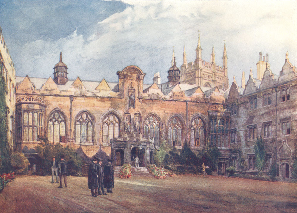 OXFORD. Oriel College 1903 old antique vintage print picture